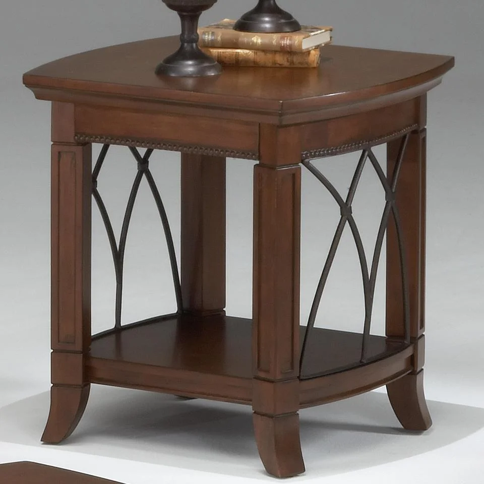 Bernards Cathedral Cherry 8621 Traditional End Table with Metal Accents ...